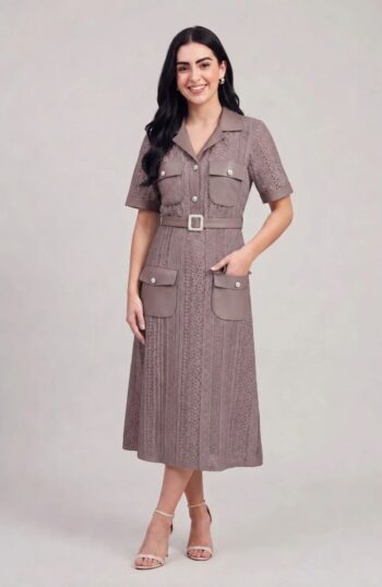 House of S Women's Grey Utility Lace Dress