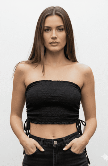 Black Strapless Tube Top for Women