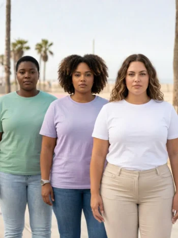 Plus Size White, Light Purple and Jade Casual T-Shirt- Pack of 3