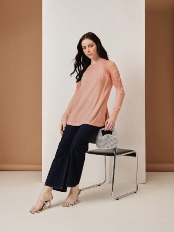 Orainge Lace-Detail Winter Top