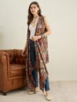 BLACK MAROON LEAF WATERFALL SHRUG