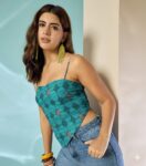 TEAL SHAPE PRINT SCARF TOP