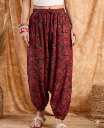 MAROON AJRAKHA HAREM PANT