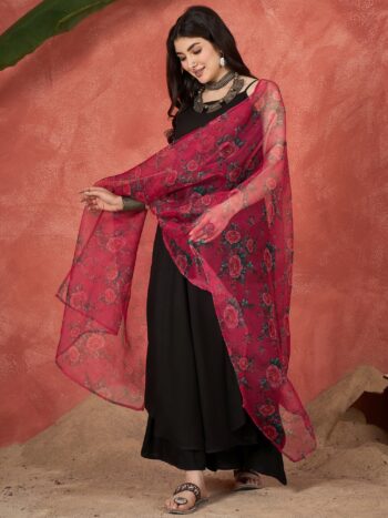 D73 FUCHSIA ROSE ORGANZA DUPATTA