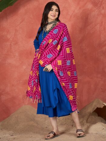 D66 PINK SQUARE BANDHANI DUPATTA