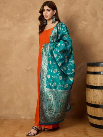 D77 TEAL JAAL BANARASI DUPATTA
