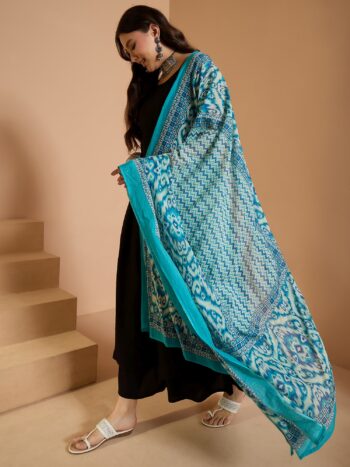 D106 LIGHT BLUE IKKAT PRINT DUPATTA