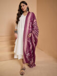 D93 WINE WHITE FLORAL DUPATTA