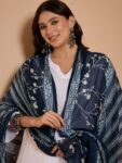 D95 DARK NAVY WHITE STRIPED DUPATTA