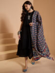 D105 BLUE RED ANIMAL PRINT DUPATTA