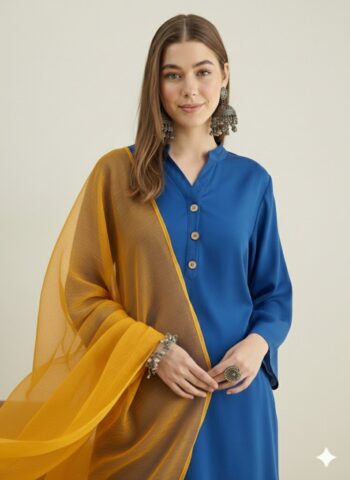 INK BLUE SALWAR KURTA SET  D119 DUPATTA