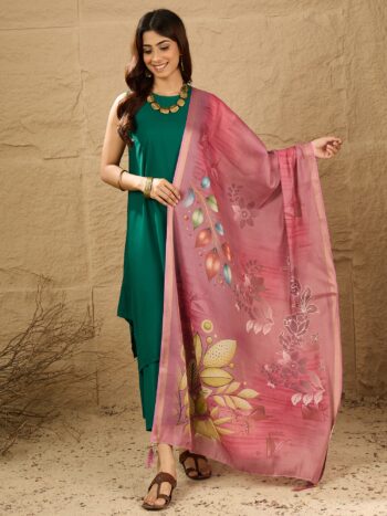 D60 DULL PIINK GOLDEN THREAD DUPATTA