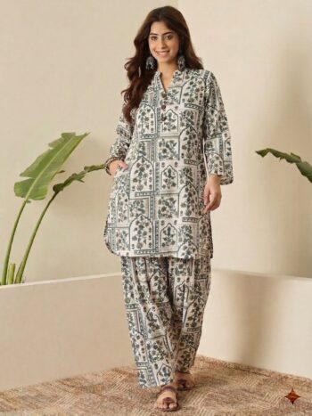 SEA GREEN WINDOW PRINT SALWAR SET