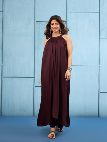 DARK BROWN HALTER-NECK MATCHING PALAZZO