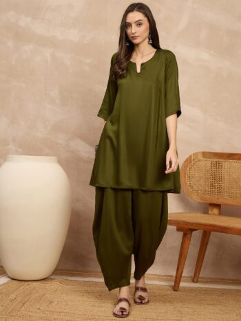 GREEN PEPLUM BALOON PANT SET