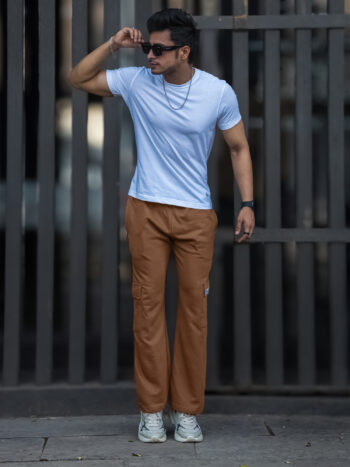 Maniac Men Solid Brown Baggy Fit Cargo