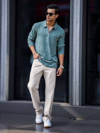Maniac Mens Solid Beige Cotton Trackpant