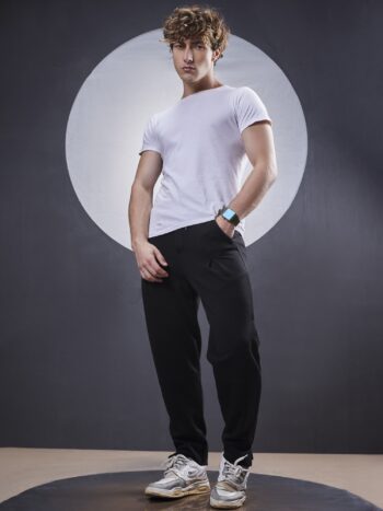 Maniac Men Solid Black Cotton Trackpant