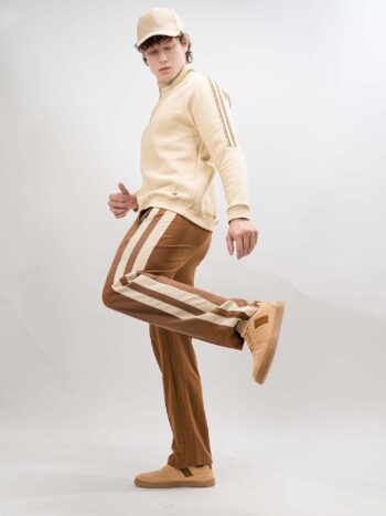 Maniac Men Colorblock Brown and Half White Cotton Baggy Pant