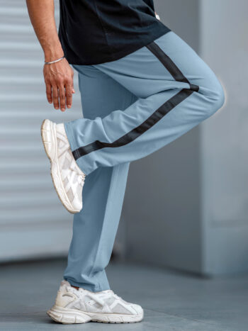 Maniac Men ColorBlock Side Tap Light Grey and Black Color Baggy Fit Pant