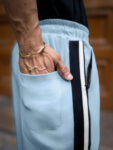 Maniac Men Color Block Side Tape Light Grey Cotton Baggy Trackpant