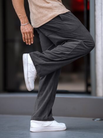 Maniac Men Solid SilverGrey Corduroy Fabric Trackpant