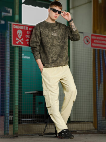 Maniac Men Solid Biscuit Corduroy Fabric Cargo