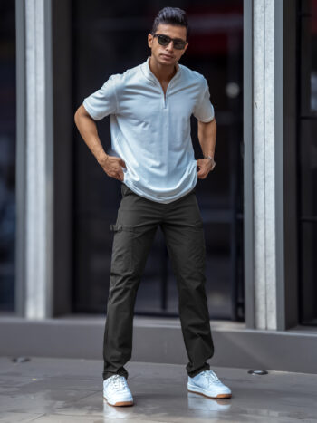 Maniac Men Solid Dark Grey Submarine Cargo Bukl Pocket