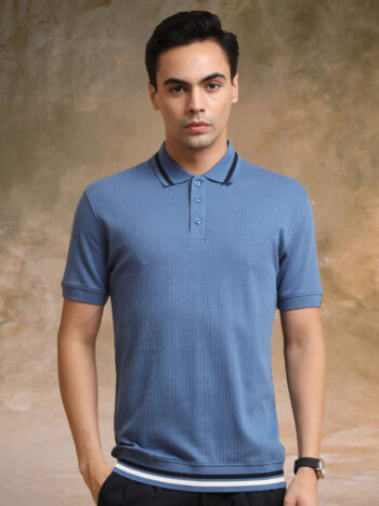 Maniac Mens Solid Polo Neck Full Sleeve Brown Cotton Tshirt