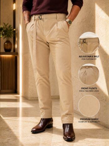 Maniac Mens Beige Amazon Stripe Trouser
