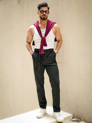 Maniac Mens Black Amazon Stripe Trouser