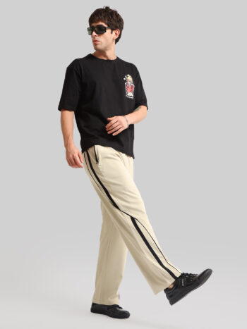 Maniac Men Color Block Biscuit Cotton Baggy Trackpant