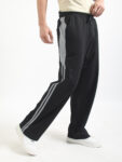 Maniac Men Color Block Black and Light Grey Cotton Baggy Trackpant