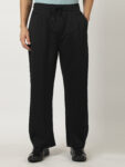 Maniac Men Solid Black Cotton Ballon Fit Trackpant