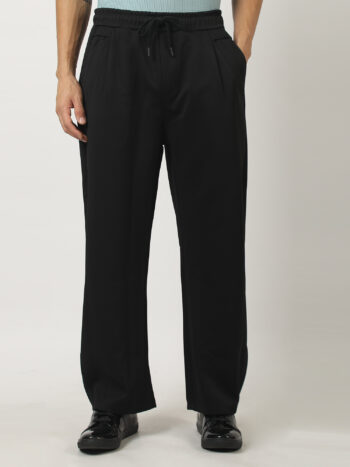 Maniac Men Solid Black Cotton Ballon Fit Trackpant