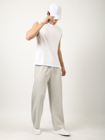 Maniac Men Solid Silver Grey Cotton Ballon Fit Trackpant
