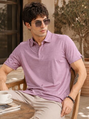 Maniac Mens Solid Polo Neck Half Sleeve Cotton Dark Onion T-Shirt