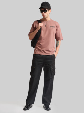 Maniac Men AOP Printed Black Cotton Blend Baggy Cargo Pant