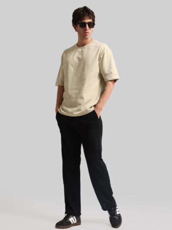 Maniac Men Solid Black Baggy Cotton Blend Baggy Trackpant