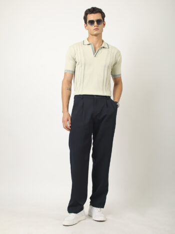 Maniac Men Textured Polo Neck Half Sleeve Biscuit Cotton Polo T-Shirt