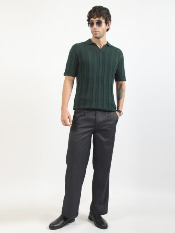 Maniac Men Textured Polo Neck Half Sleeve Dark Green Cotton Polo T-Shirt
