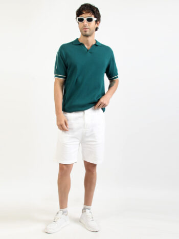 Maniac Men Solid Polo Neck Half Sleeve Teal Blue Cotton Polo T-Shirt