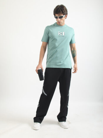 Maniac Men Printed Round Neck Half Sleeve Berly Green Cotton T-Shirt