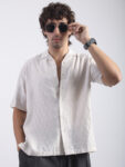 Maniac Mens Mystic Petals Embroidery Half Sleeve Moonbean Linen Shirt