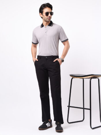 Maniac Mens Solid Black Madrad Linen Cotton Blend Trouser