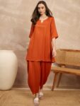 RUST PEPLUM BALOON PANT SET