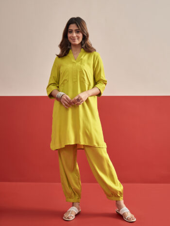MUSTARD FRONT POCKET AFGANI SALWAR SET
