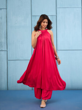 PINK HALTER-NECK MATCHING PALAZZO