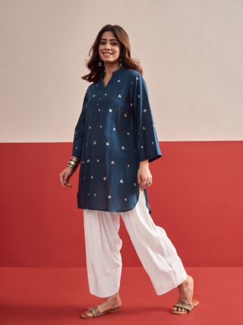 MIDNIGHT BLUE CARDS PRINT SALWAR SET