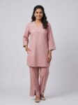 Barara Pink & Golden Embroidered Kurta Set
